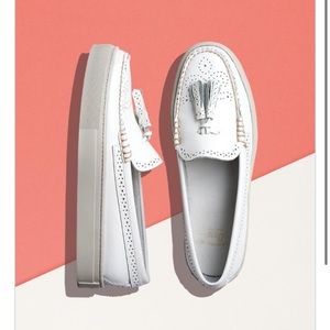 G.H. Bass Estelle White Slip-On Sneaker Brogue